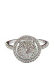 Buckley London The Carat Collection - Clear Solitaire Double Halo Ring, Silver, Size S, Women