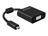 Delock - VGA-adapter - 19 pin micro HDMI Type D (hane) till HD-15 (VGA), mini-phone stereo 3.5 mm, Mikro-USB typ B (endast ström) (hona) - 17 cm - svart