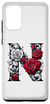 Galaxy S20+ Red Rose Roses Flower Floral Design Monogram Letter N Case