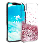 KOUYI for iPhone XS Max Case Glitter, [Dream Star Series] Fashion Flowing Bling Quicksand 3D Glitter Design Clear Transparent Flexible TPU Protective Cover for iPhone XS Max (Rose Gold)