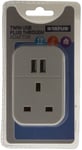 Status Twin USB Plug Through Socket Adaptor - White - Single Pack