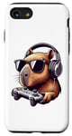 Coque pour iPhone SE (2020) / 7 / 8 Capybara Gaming Capybara Jouer à des jeux vidéo avec lunettes de soleil
