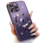 Magnetiskt Transparent Skal för iPhone 14 Pro Max med Fullt Kameraskydd [Starkaste N52 Magneter] [Militärklass Fallskydd] Glimmande för Kvinnor