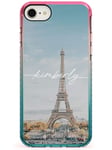 Personalised Eiffel Tower Pink Impact Phone Case for iPhone 7, for iPhone 8 | Protective Dual Layer Bumper TPU Silikon Cover Pattern Printed | Custom Name Text Customisable Lettering