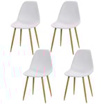 Matsalsstolar set om 4 köksstolar med ryggstöd, matsalsstol med metallben, för matsal, vardagsrum, 45 x 52 x 85,5 cm, vit + natu