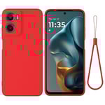 EIDERWOOD Motorola Moto G05 / E15 Liquid Silikon Skal m. Rem - Röd