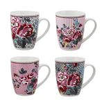 Premier Housewares , Large Mugs For Hot Drinks Multi Colored Mugs Set Of 4 Coffee Mugs Bone China Tea Mugs Large Mugs For Hot Drinks 10 X 12 X 8 Cm