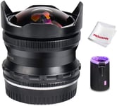 PERGEAR 7.5mm F2.8 Fish Eye Fisheye Lens Manual Focus Fixed Lens for Fuji X-mount Cameras Fuji X-T1 X-T2 X-T3 X-T4 X-T20 X-T30 X-Pro2 X-Pro3 X-E1 X-E2 E-E2s X-E3 (Black)