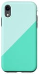 Coque pour iPhone XR Vert menthe diagonale géométrique moderne bloc de couleur
