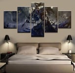 CSDECOR 5 Wall Art Paintings 200X100 Cm Modular Picture Home Decorative Wall Art Draw 5 Panels Dark Souls Warrior Poster For Modern Bedroom Canvas Painting