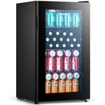 COMFEE' RCZ99BG2(E) Under Counter Beer & Drinks Fridge-93L Capacity,Holds up to 115 Cans, Premium Temperature Performance (2℃ to 15℃), Full Length Low-E Glass, Removable Shelves, LED Light, Low Noise