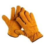 #2 Taggfri Trädgårdshandskar för Män Kvinnor Gula Läder Arbetshandskar Fullt Skydd XL#