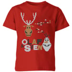 Disney Frozen Olaf and Sven Kids' Christmas T-Shirt - Red - 11-12 Years