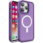 Coque magnétique avec MagSafe pour iPhone 15 Pro Max, trous pour lanière violets