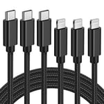 Quntis USB C to Lightning Cable MFi Certified, 3Pack 2M Nylon Braided iPhone 12 Fast Charging Cable Power Delivery Lightning to Type C Charger Cord for iPhone 12 Pro Max/11 Pro/X/XS/XR/8 Plus/iPad