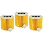 Vhbw - Lot de 3x filtres à cartouche compatible avec Kärcher a 2236 x pt, a 2251 Me F1 aspirateur à sec ou humide - Filtre plissé, jaune