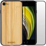 Coque iPhone 8 Bois Bambou & TPU - Verre Trempé 9D Offert - Légère & Résistante - Protection Élégante pour Votre Téléphone - Neuf