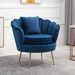Ansley&HosHo Living Room Sofa Chairs Decor Armchairs Navy Velvet Upholstered Seat for Bedroom Lounge Occasional Single Wingback Occasional Tub Home Office Chairs