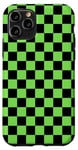 iPhone 11 Pro black & Green Classic Checkered Pattern Checker Checkerboard Case