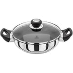Judge Vista J231A Stainless Steel Non-Stick Sauteuse 24cm Frying Pan with Shatterproof Glass Lid, Induction Ready, Oven Safe, 25 Year Guarantee