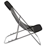 Foldbare strandstole 2 stk. textilene pulverlakeret stål sort