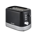 Paul Russells 850W Black with Chrome accent 2-Slice Kitchen Toaster – 7 step Browning Controls, Defrost, Reheat, Cancel Functions, LED Indicator, Cord Storage, Removable Crumb Tray – Fast Toasting