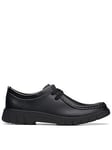 Clarks Youth Branch Low School Shoe - Black Leather, Black Leather, Size 4.5 Older