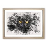Big Box Art Eyes of a Cat Watercolour Framed Wall Art Picture Print Ready to Hang, Oak A2 (62 x 45 cm)