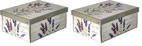 Boite de Rangement avec Couvercle, Boite en Carton, Rangement Vetement, Meuble de Rangement Chambre, Bureau, Panier de Rangement, Organisateur Tiroir, Boite Cadeau, 25x35x17,5 cm Small Lavande