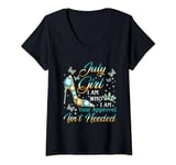 Womens July Girl I Am Who I Am Funny Birthday Party Shoes Crown V-Neck T-Shirt