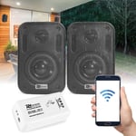 Bluetooth Wall Speakers and Bluetooth Amplifier System Indoor Outdoor 3" Black