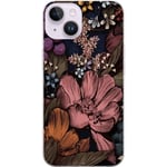 Apple iPhone 15 Transparent Mobilskal Tecknade blommor