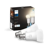 Philips Hue White LED Smart Light Bulb 2 Pack [B22 Bayonet Cap] Warm White - for Indoor Home Lighting, Compatible with Amazon Alexa Devices