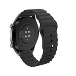 YOUZHIXUAN Smart watch series 20mm For Huawei GT2 42mm Huami Mi Dynamic Youth Edition Reverse Buckle Wavy Silicone Strap(Black) (Color : Black)