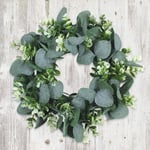 Luermeuk Artificial Eucalyptus Green Leaf Wreath, Spring Summer Outdoor Ornaments for Front Door Bedroom Wall Window Home Office, Housewarming Gift, and Easter Valentine Decor (33cm/12.99inch)