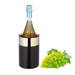 Relaxdays Refroidisseur à vin en Acier Inoxydable à Double paroi pour Bouteille de vin et vin Mousseux Noir/doré 18,5 x 12 cm