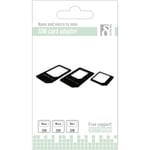 DELTACO SIM-kort adapter for mikro/mini/nano-SIM, svart