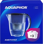 AQUAPHOR Water Filter Jug Amethyst Black 3 X MAXFOR+ Filters Included I Capacity