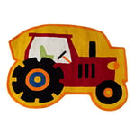 Premier Housewares Enfants Tracteur Tapis, Coton, Coton, Red, 70 x 100 x 3 cm