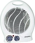Small Quite Lightweight Portable 2Kw 2000W Electric Floor & Desk Upright Fan Heater with Adjustable Thermostat and 2 Heat / 1 Cool Settings (White)