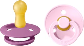 BIBS Colour Soother 2-Pack, BPA Free Dummy Pacifier, Round Nipple. Natural Size