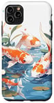 iPhone 11 Pro Max four koi fish japanese carp asian goldfish flowers lily pads Case
