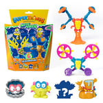 SUPERTHINGS - Neon Power Series - Pack of 6, Includes 4 Super Things (1 Silver Captain) and 2 Exoskeletons, Pack 3 of 6