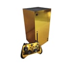 1 Tek Xbox X Series Full Console Skin Wrap Decal Set for XBOX X Series Vinyl, Sticker, Faceplate Protective Cover - Console and 2 Controllers Skin Set (GOLD)