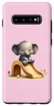Galaxy S10+ Pink Adorable Elephant on Slide Cute Animal Theme Case