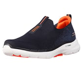 Skechers Men's Gowalk 6-Stretch Fit Slip-On Athletic Performance Walking Shoe, Navy/Orange, 8 X-Wide