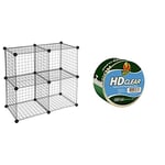Amazon Basics 4 Cube Wire Storage Shelves - Black & Duck Heavy Duty Packaging Tape - 50 mm x 25 m