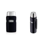 Thermos Stainless King Food Flask, Midnight Blue, 0.71L, 101423 & Stainless King Flask, Glossy Black, 1.2 L, 33.6 x 11.99 x 33.6 cm, 183267