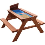 Sunny Dave Table Sable et Eau / pique nique en Bois Table d'eau avec Couvercle & boîtes de rangement Table de Jeu Enfant à Eau pour le jardin - Marron