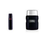 Thermos 185515 Light and Compact Flask, Midnight Blue, 1L & 183270 Stainless King Food Flask, Midnight Blue, 470 ml